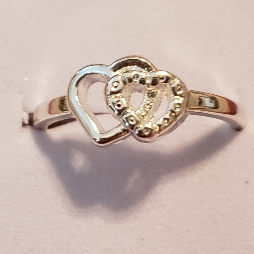New Double Heart Ring in Sterling Silver Si
